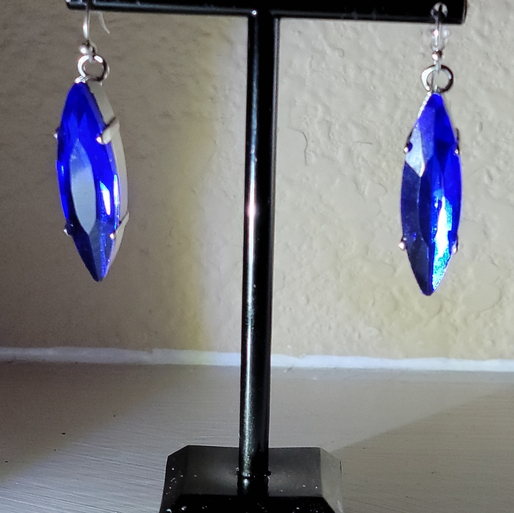 Deep Blue Navette Earrings
